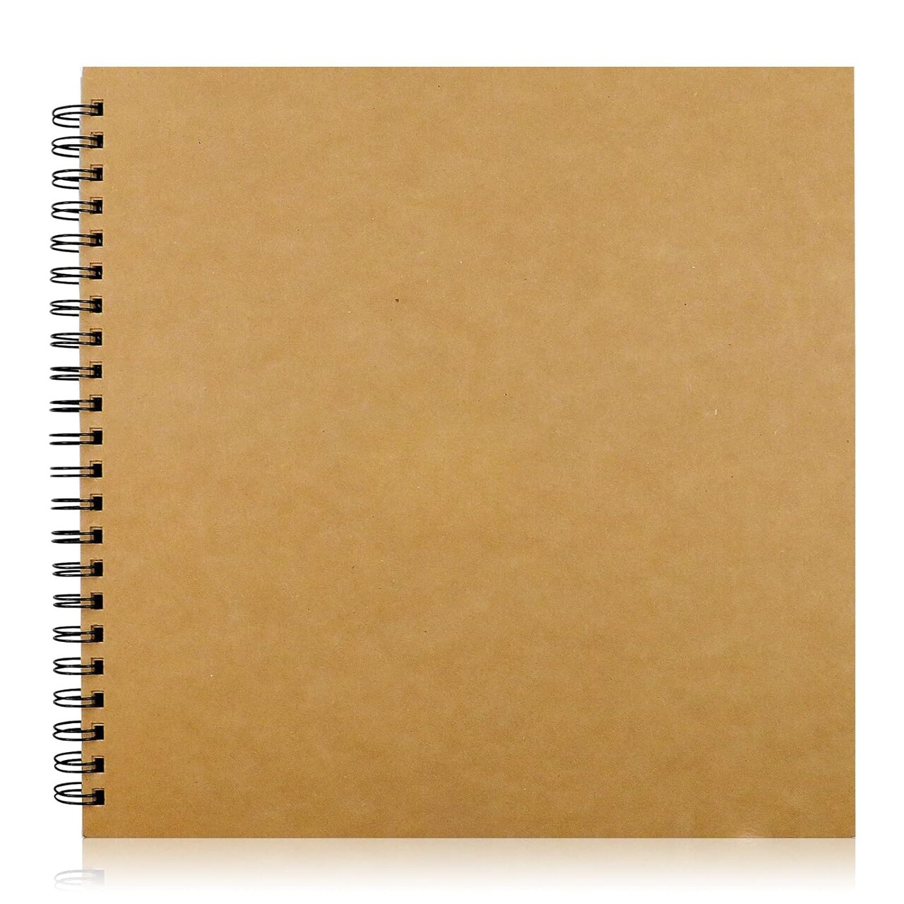 Hardcover Kraft Blank Page Scrapbook Photo Album,Blank Wedding Guest Book, Photo Album, Square Spiral Bound Cardboard Cover Sketchbook,50 Sheets, 12 x 12 x0.94 Inches,200GSM